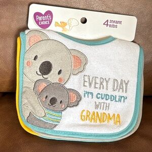 Parent's Choice 4 pack Infant Bibs with Koala Design